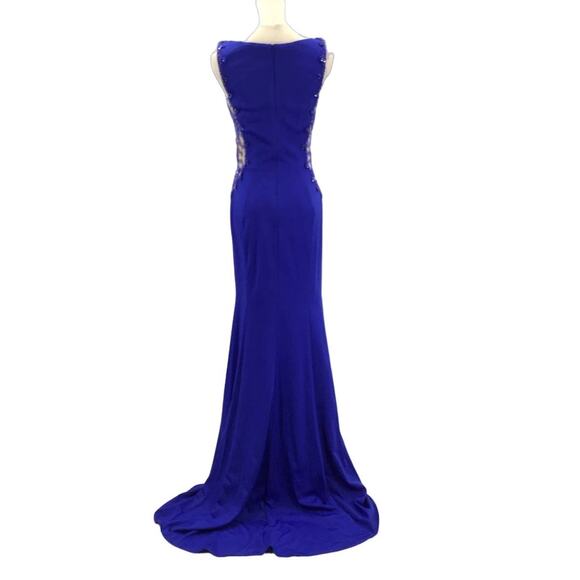 ASPEED SZ S royal blue boat neck hand beaded cutout mermaid maxi gown NWT B163 - Picture 3 of 10